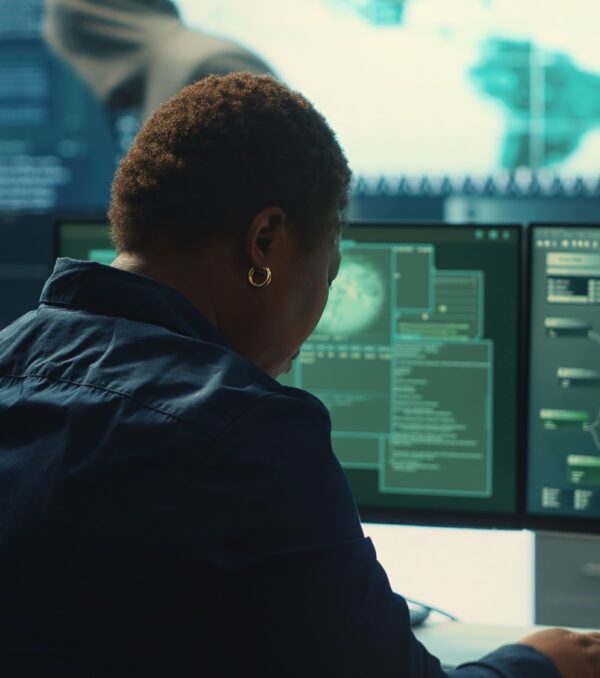 Cyber security expert working on encryption and IT security in agency