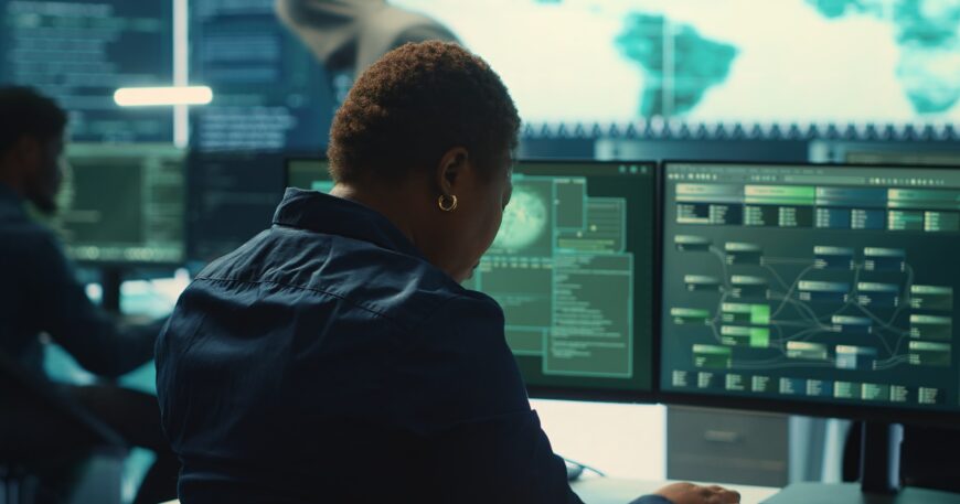 Cyber security expert working on encryption and IT security in agency